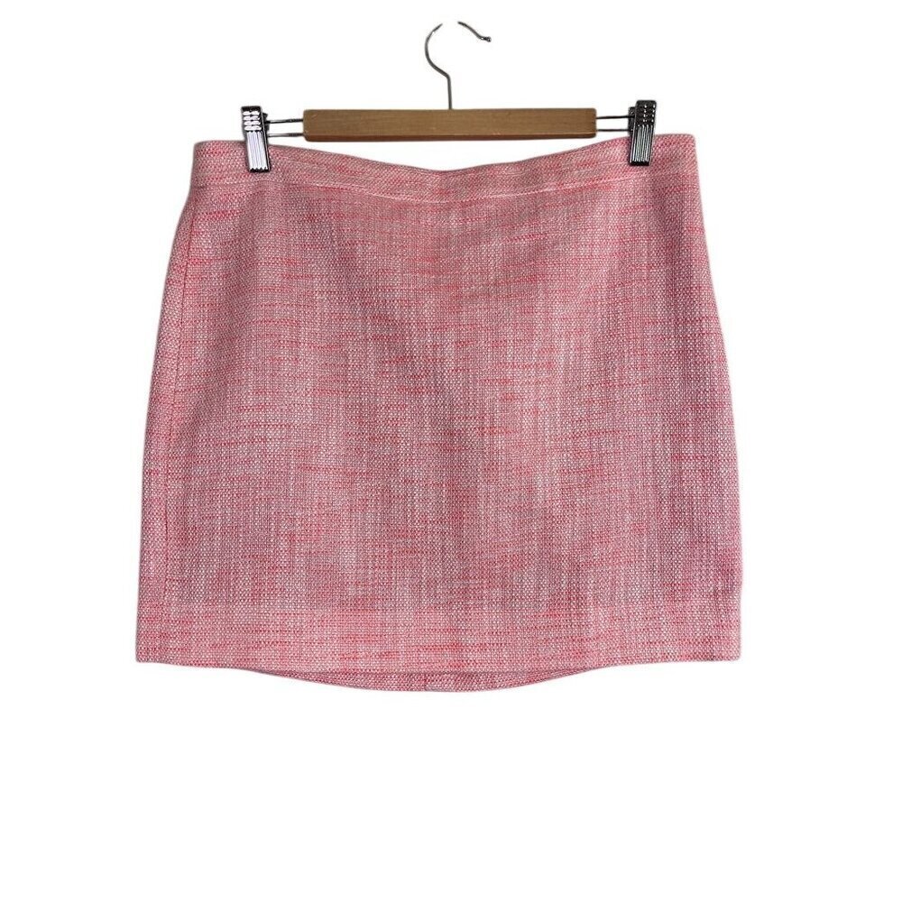 J Crew Tweed Mini Skirt 10 Pink Academia Preppy Old Money Classic Retro Euro 80s